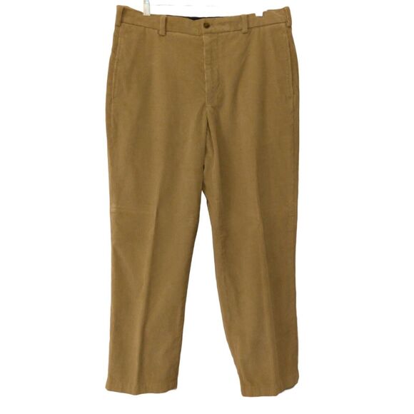 Brooks Brothers Hudson Corduroy pants mens 35x30 khaki tan flat front dress - Picture 1 of 7